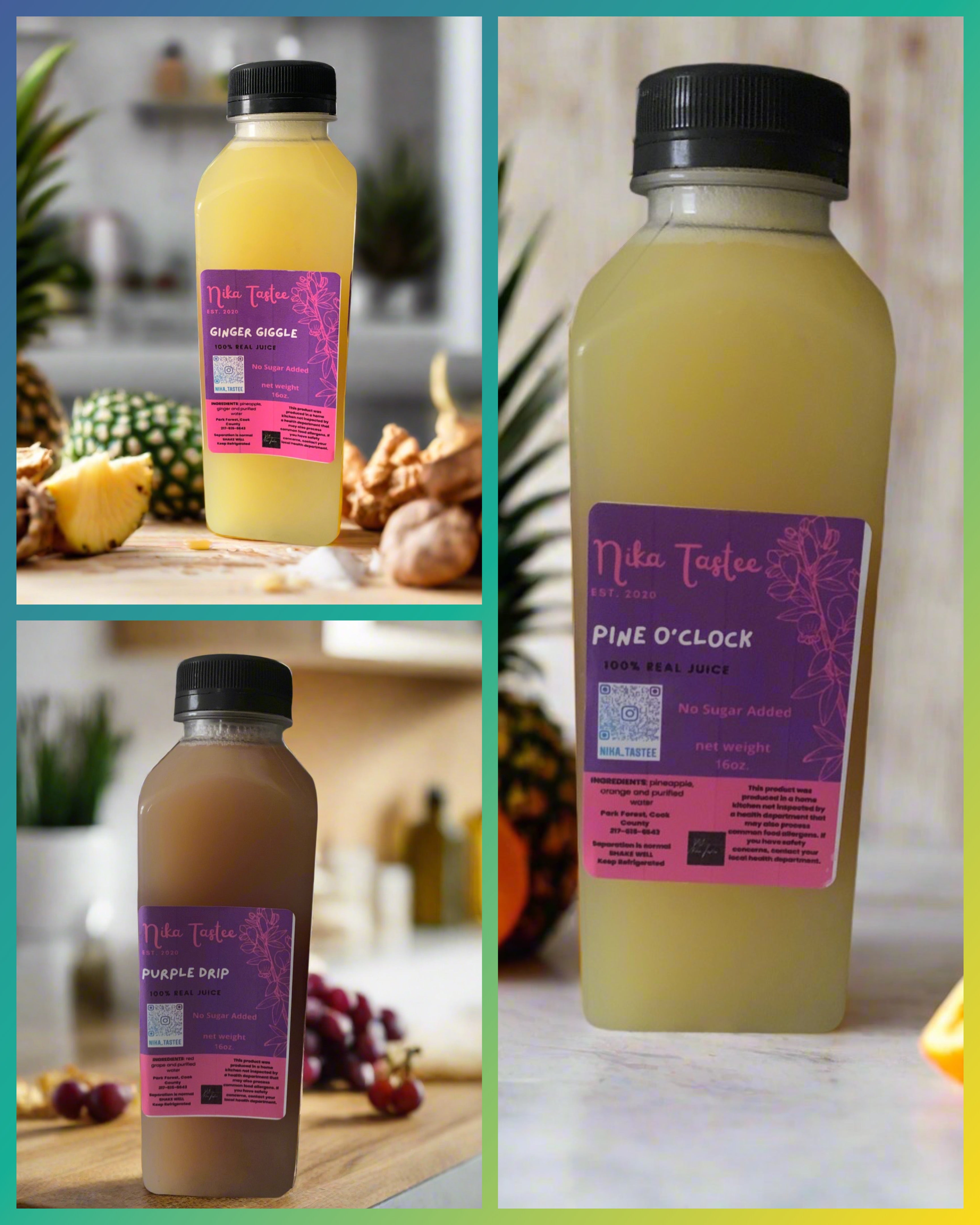 16oz. 100% Real Fruit Juices